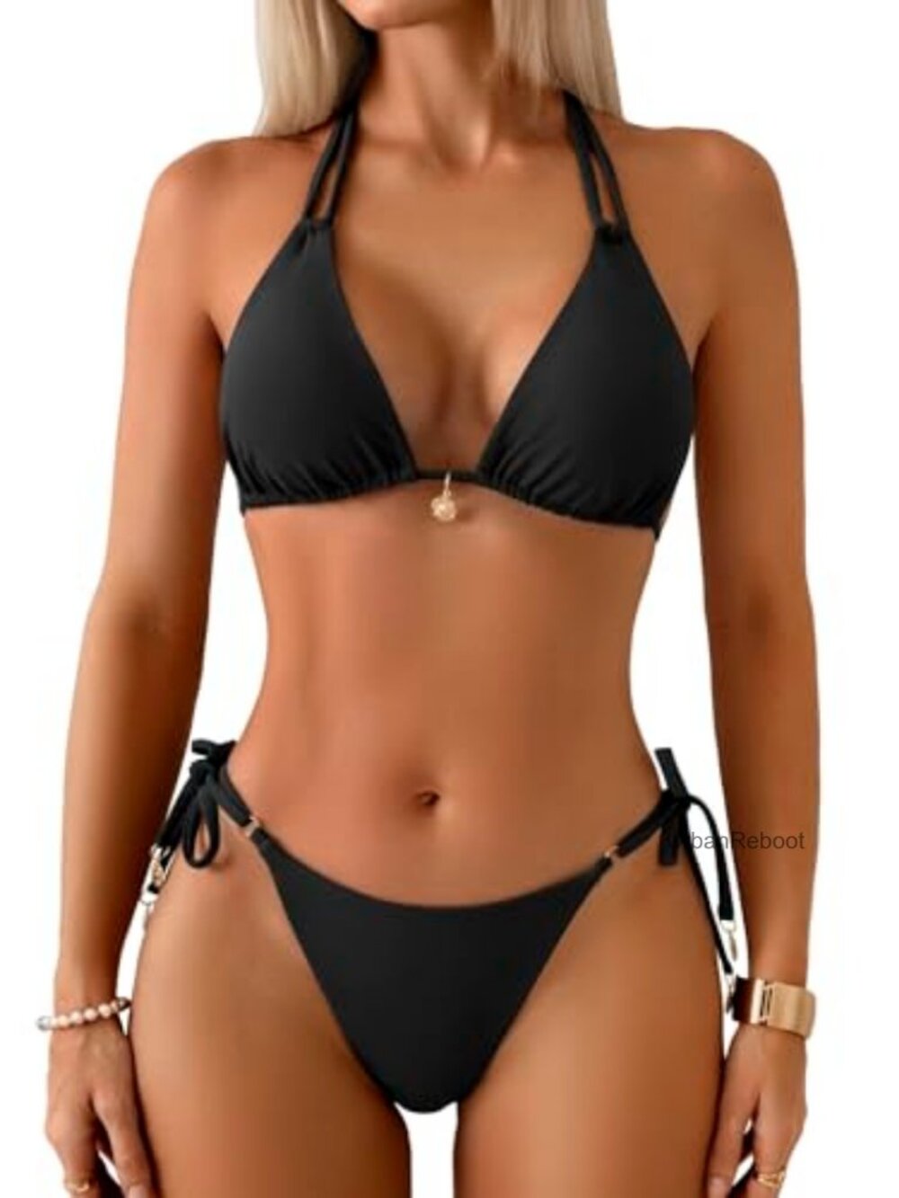 Women's Halter Bikini Set Triangle Two Piece Swimsuit Double String